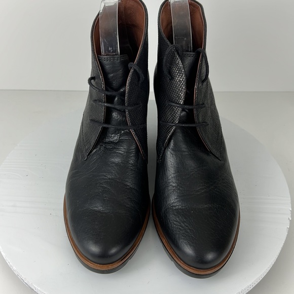 Hispanitas Black Leather Wedge Ankle Boot Booties Size 39.5 US 8.5 - 9 - Picture 5 of 10